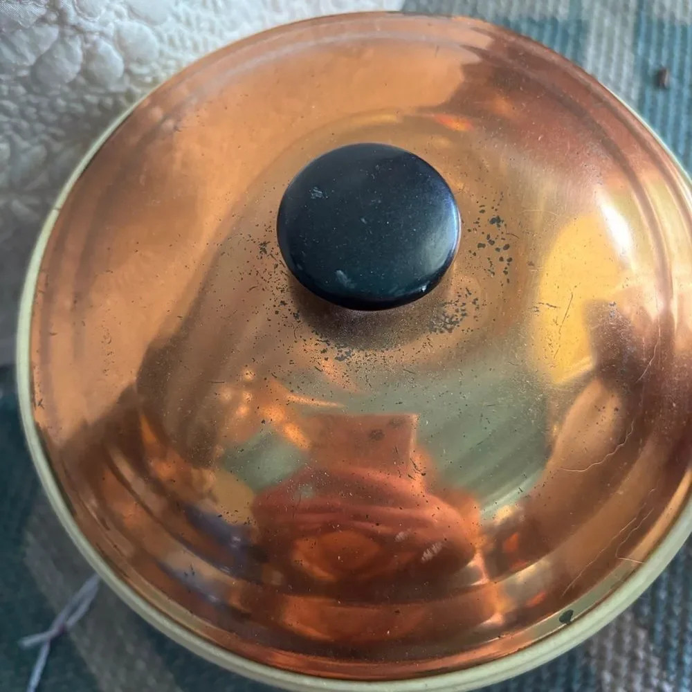 Vintage Copper ice bucket with Lid Lion head handles